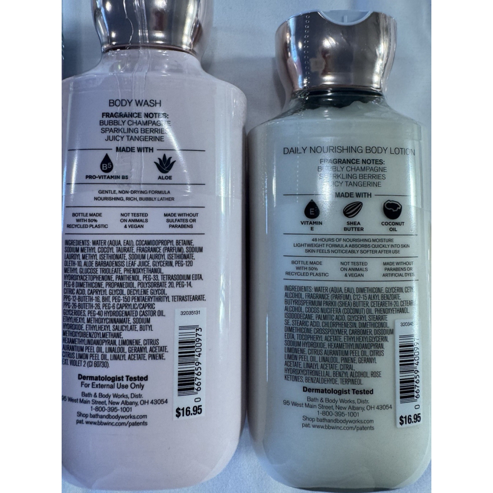 Set of 4 Bath & Body Works Champagne Toast Body Mist Shower Gel, Body Cream Sani - Picture 6 of 7